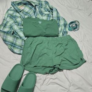 PINK Victoria's Secret Green Plaid Set